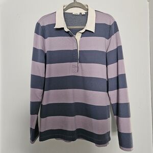 L.L Bean Striped Rugby Long Sleeve Shirt Size Large
